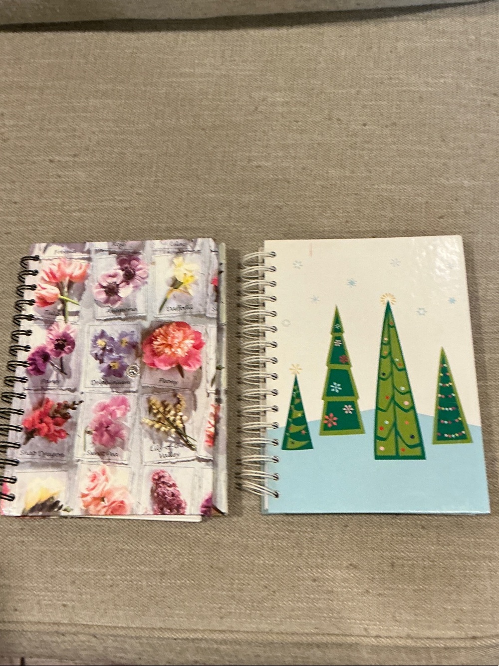 Spiral-Bound Floral and Tree Design Notebooks - Pink & Green